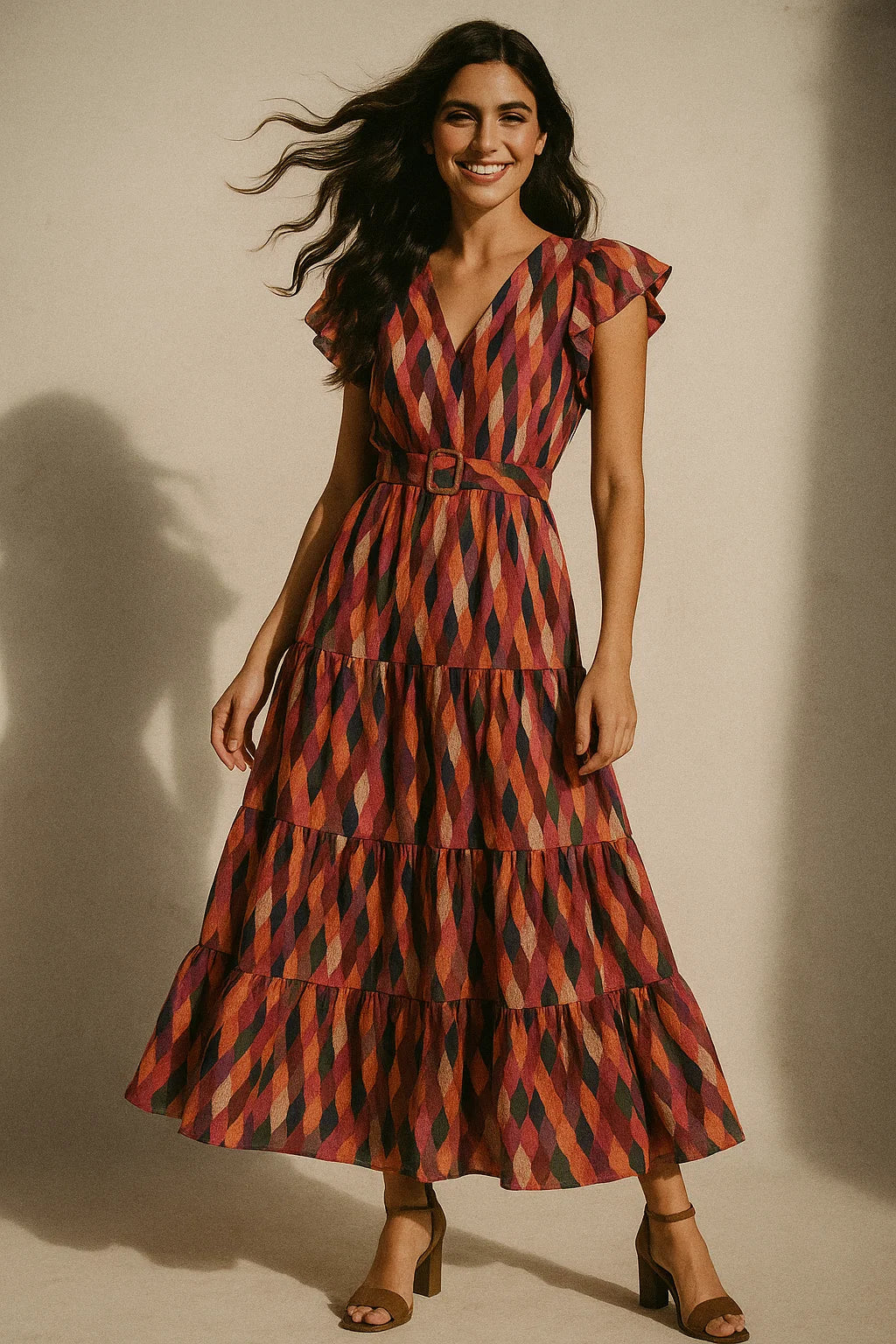 Multicolour Scales Repeat Digital Printed Fabric - Poly Muslin