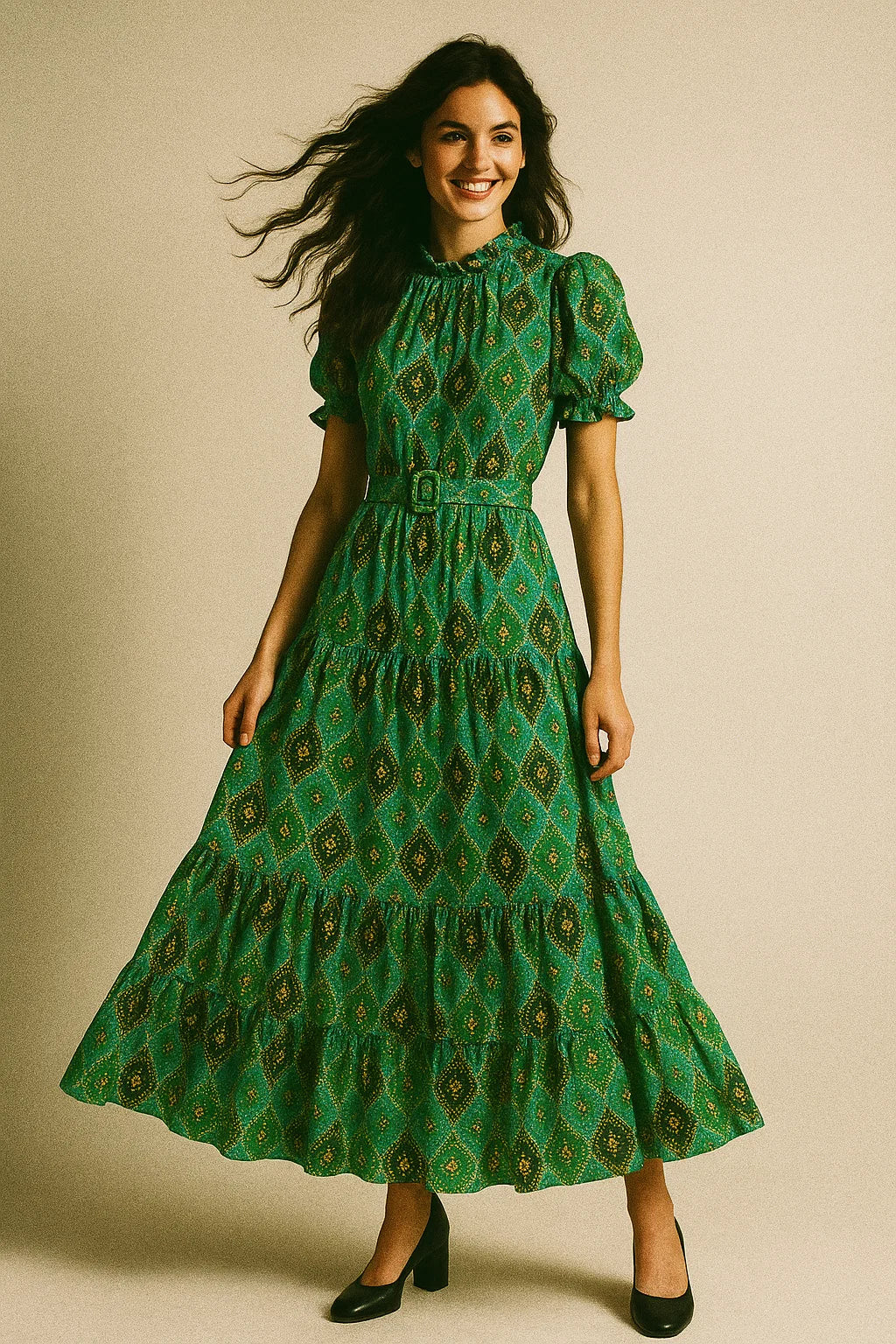 Seamless Ogee Tiny Doted Digital Printed Fabric - Poly Muslin