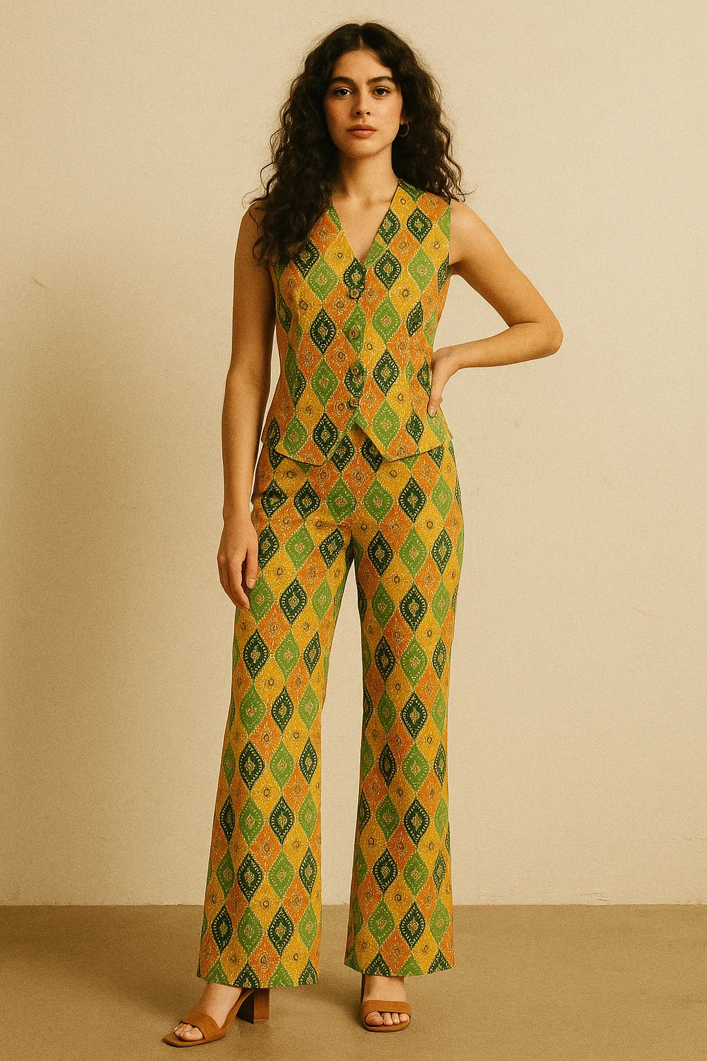 Mix Ogee Seamless Pattern Digital Printed Fabric - Poly Muslin