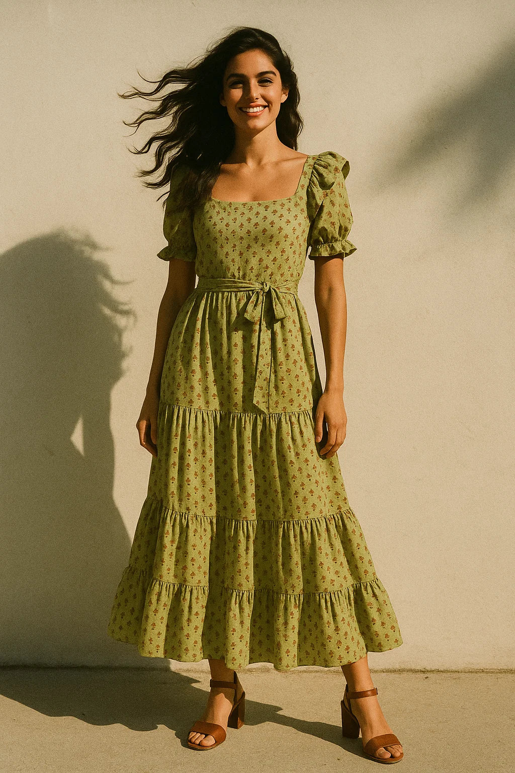 Tiny Golden Flower With Deco Colour Digital Printed Fabric - Poly Muslin