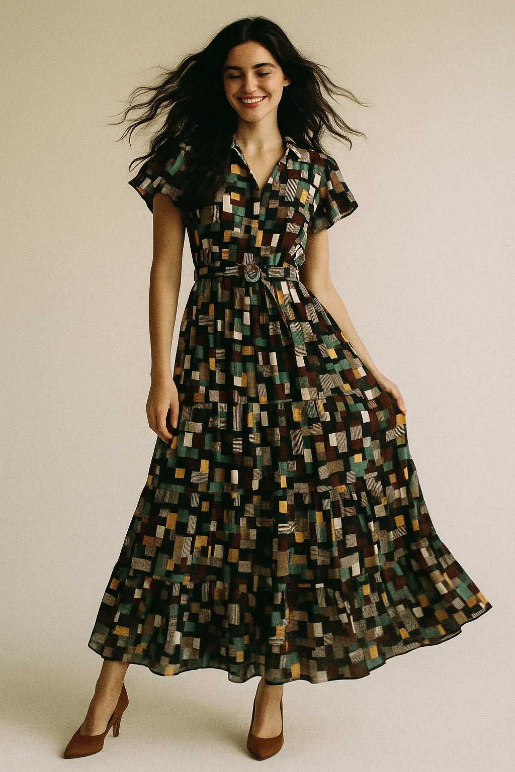 Trendy Colourful Puzzle Decorative Digital Printed Fabric - Poly Muslin