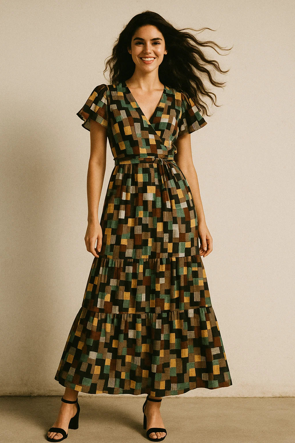 Trendy Colourful Puzzle Decorative Digital Printed Fabric - Poly Muslin