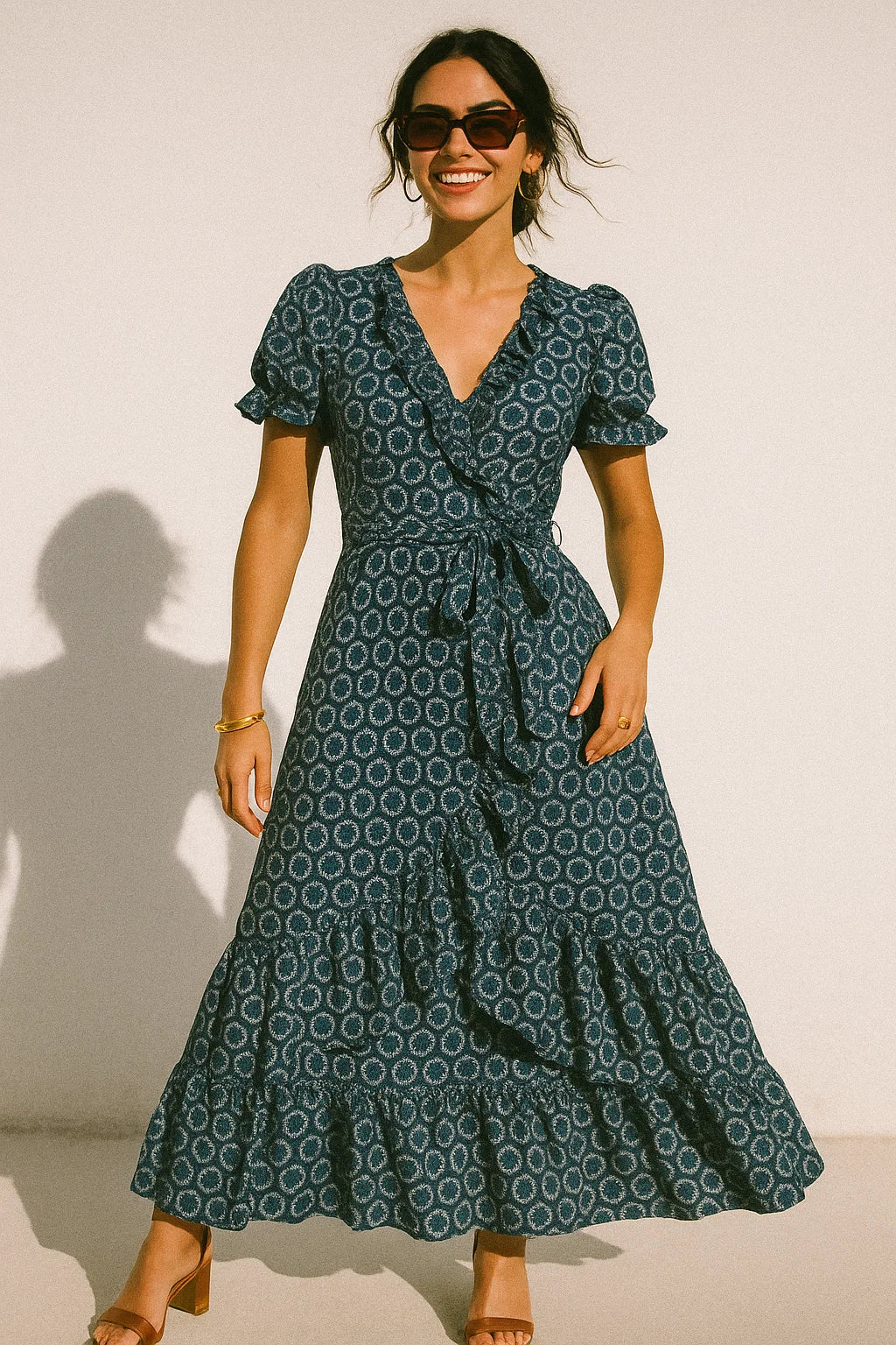 Seamless Vermicular Pattern With Blue Colour Digital Printed Fabric - Poly Muslin