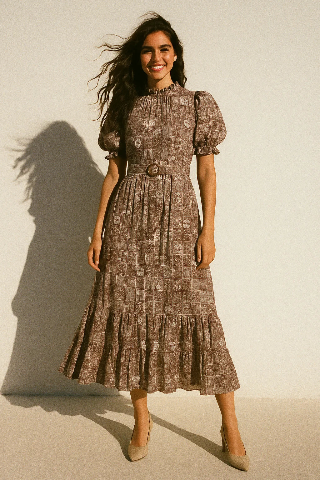 Greek Art Of Multitype Pattern Digital Printed Fabric - Poly Muslin