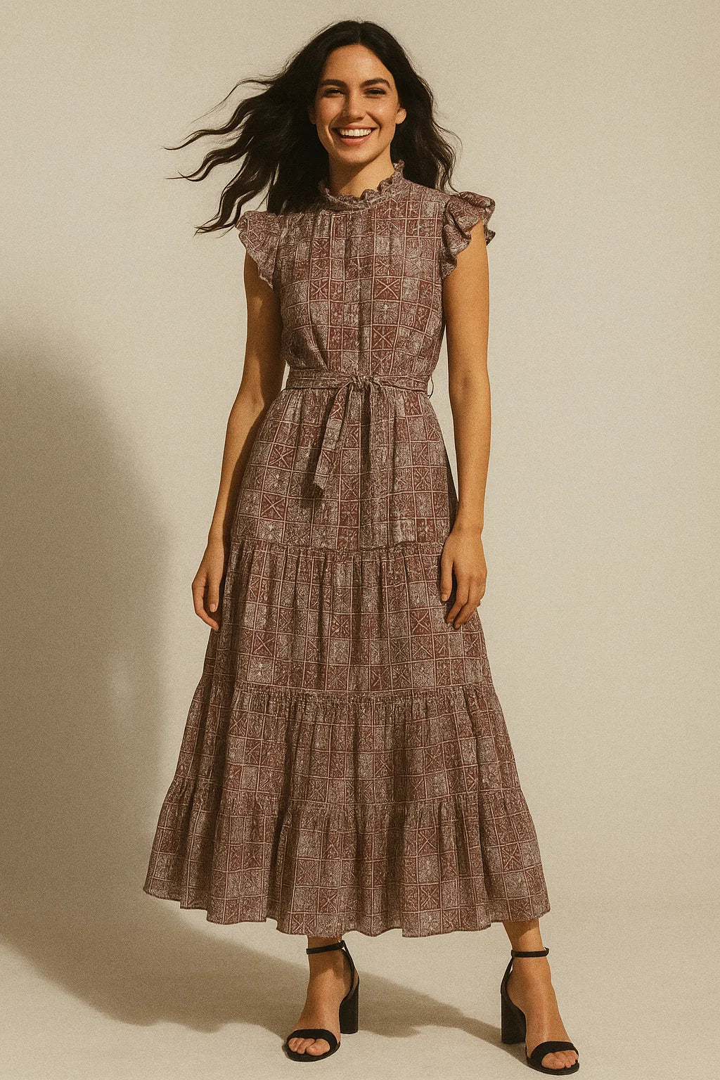 Greek Art Of Multitype Pattern Digital Printed Fabric - Poly Muslin