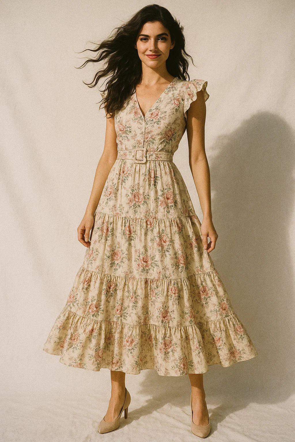 Cool Summer Carnation Flower Digital Printed Fabric - Poly Muslin