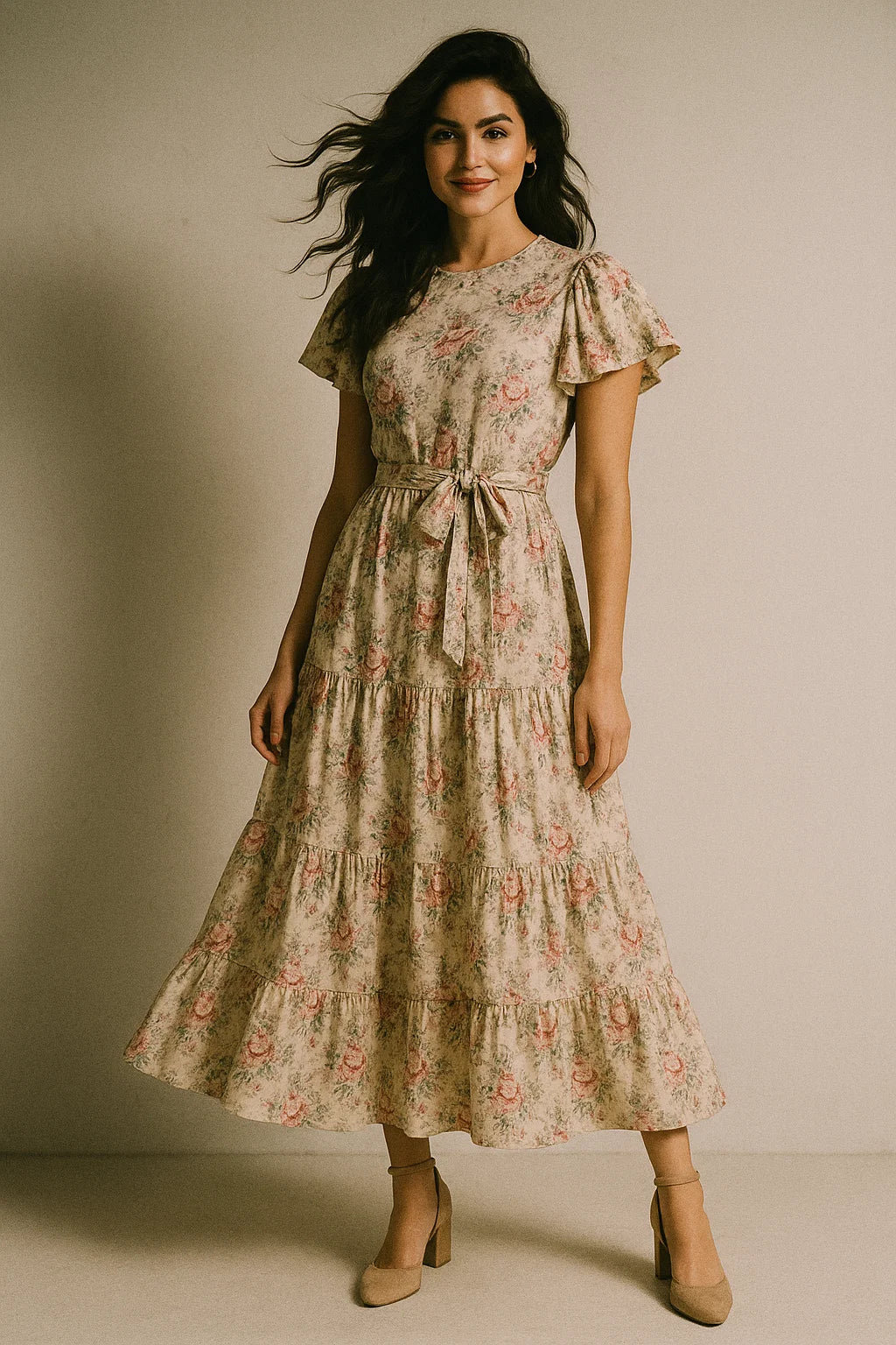 Cool Summer Carnation Flower Digital Printed Fabric - Poly Muslin