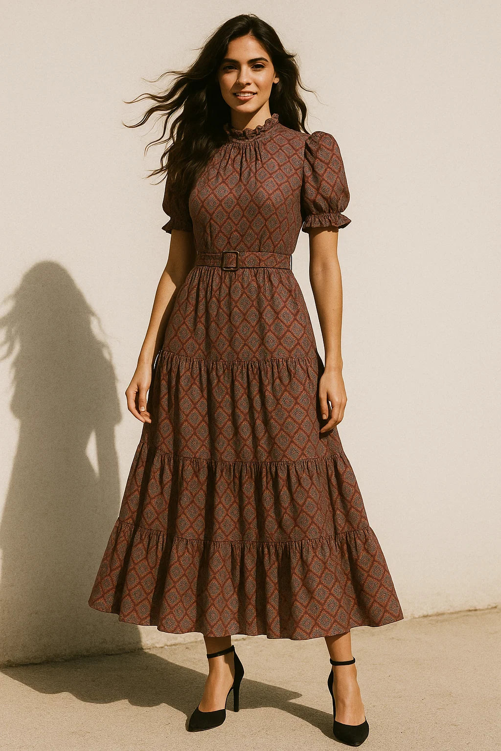 Morden Damask With Flower Digital Printed Fabric - Muslin