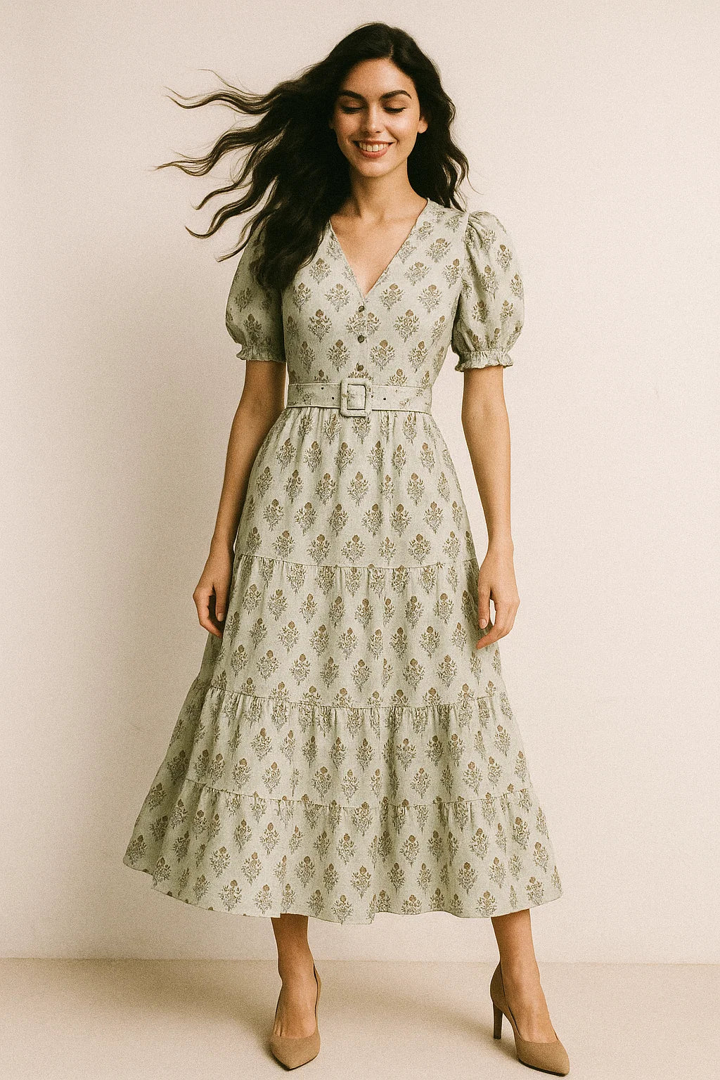 Seamless Indian Mughal Motif Flower Digital Printed Fabric - Muslin