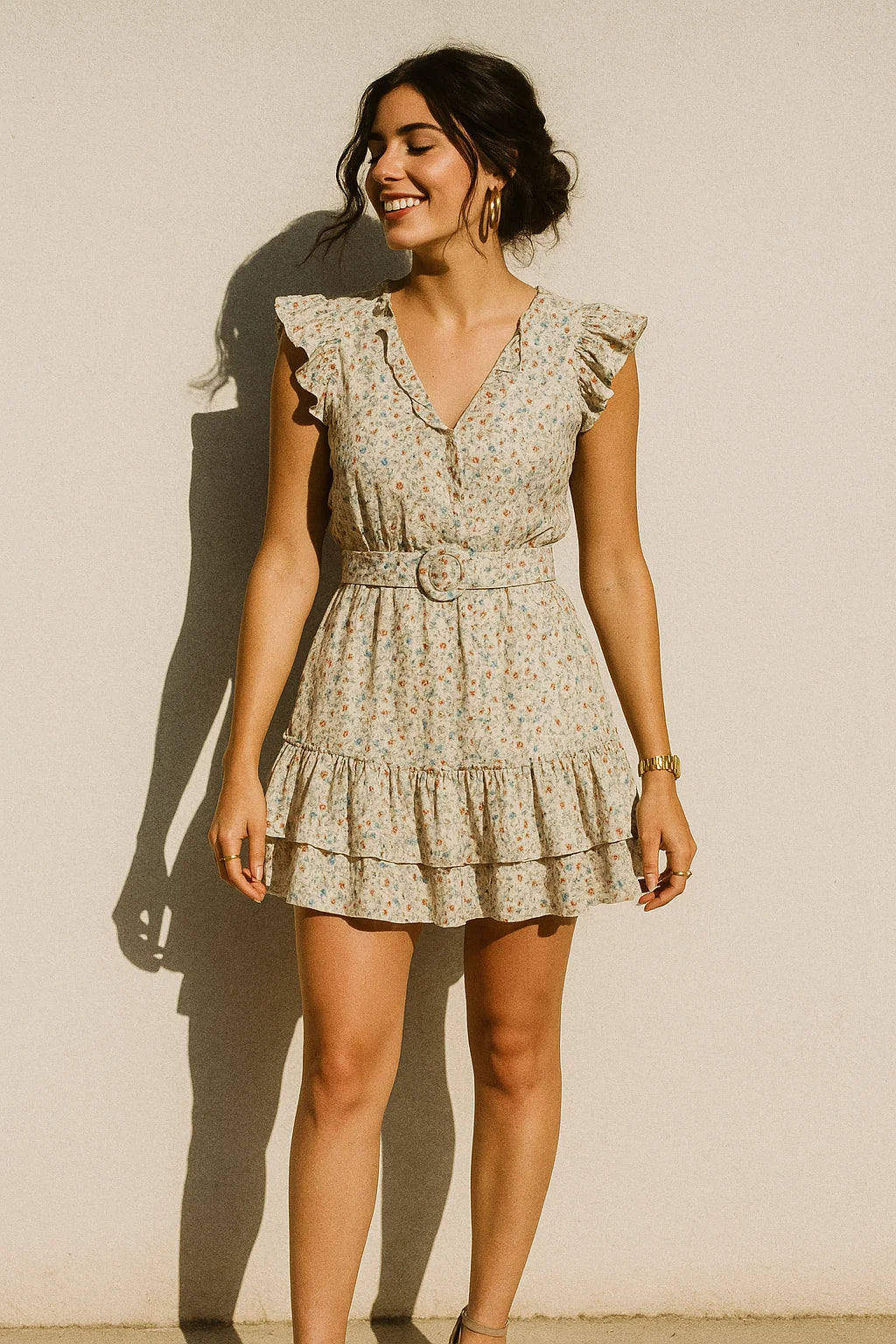 Colourful Flower Chintz With Small Leaves Digital Printed Fabric - Muslin