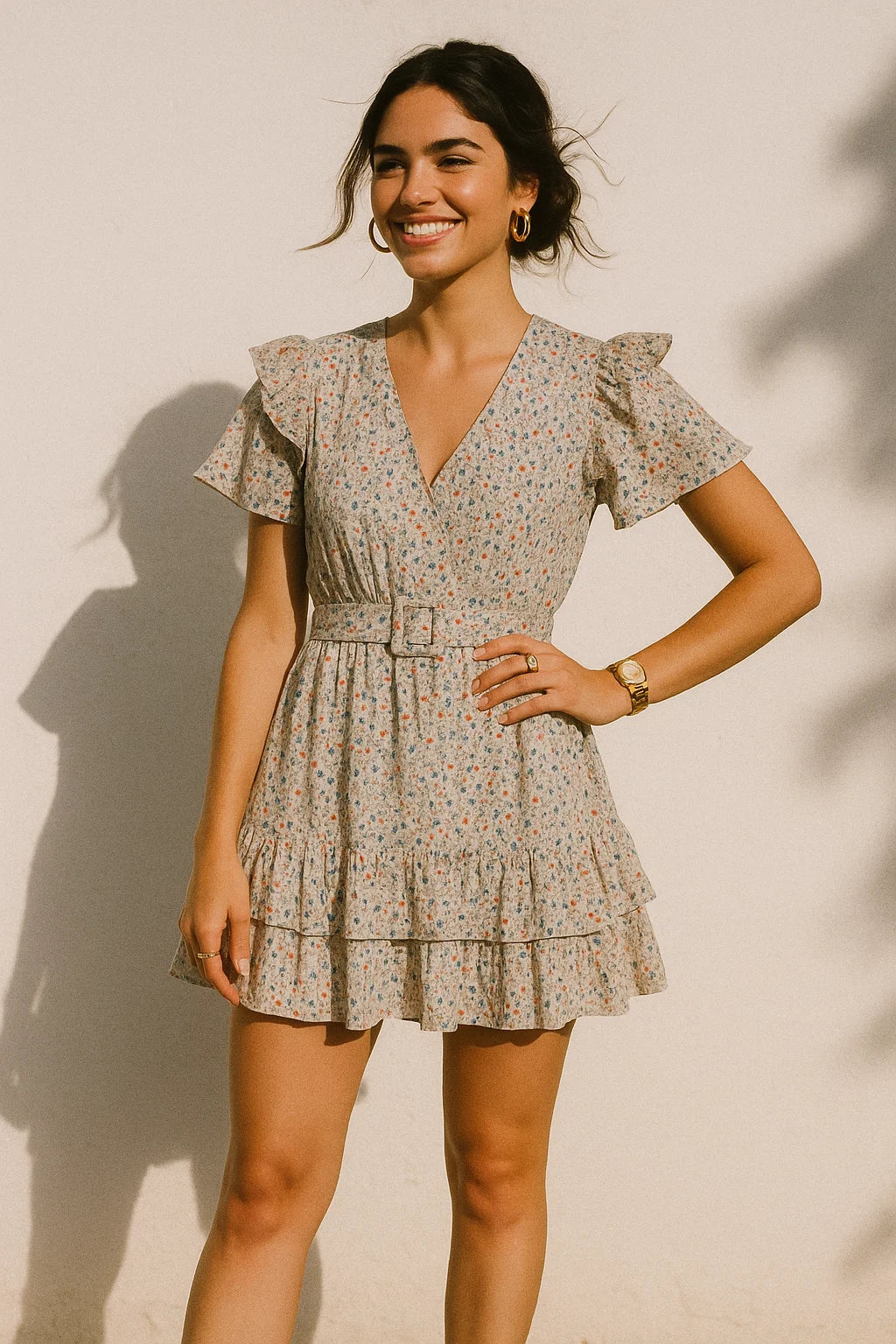 Colourful Flower Chintz With Small Leaves Digital Printed Fabric - Muslin