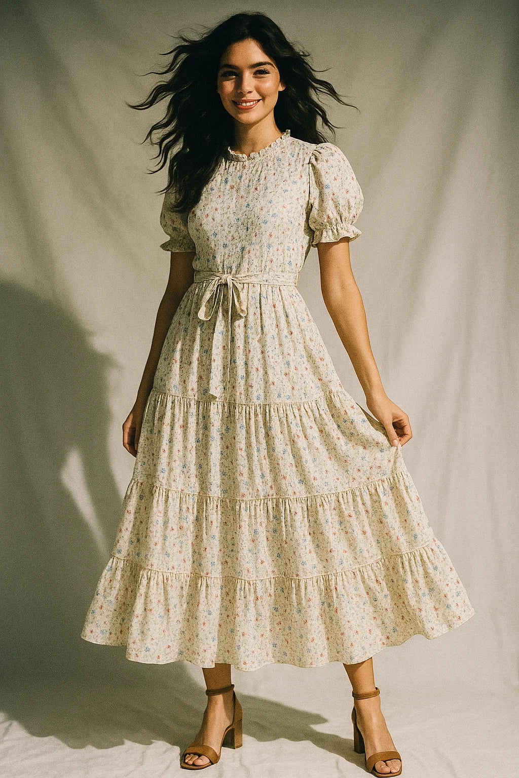 Colourful Flower Chintz With Small Leaves Digital Printed Fabric - Muslin