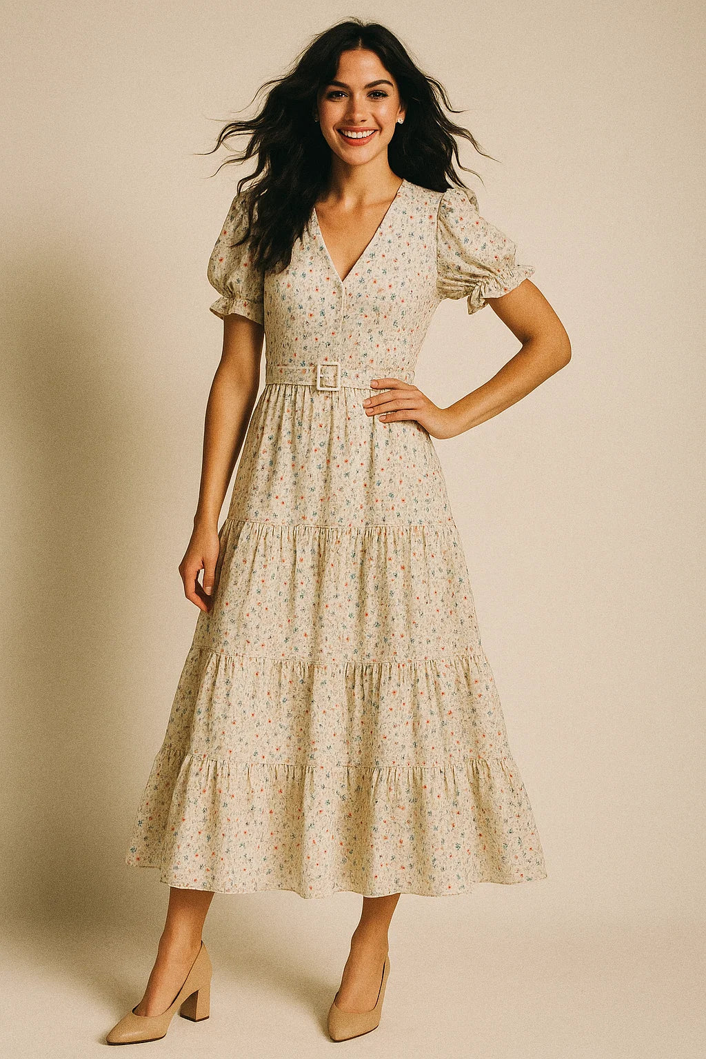 Colourful Flower Chintz With Small Leaves Digital Printed Fabric - Muslin