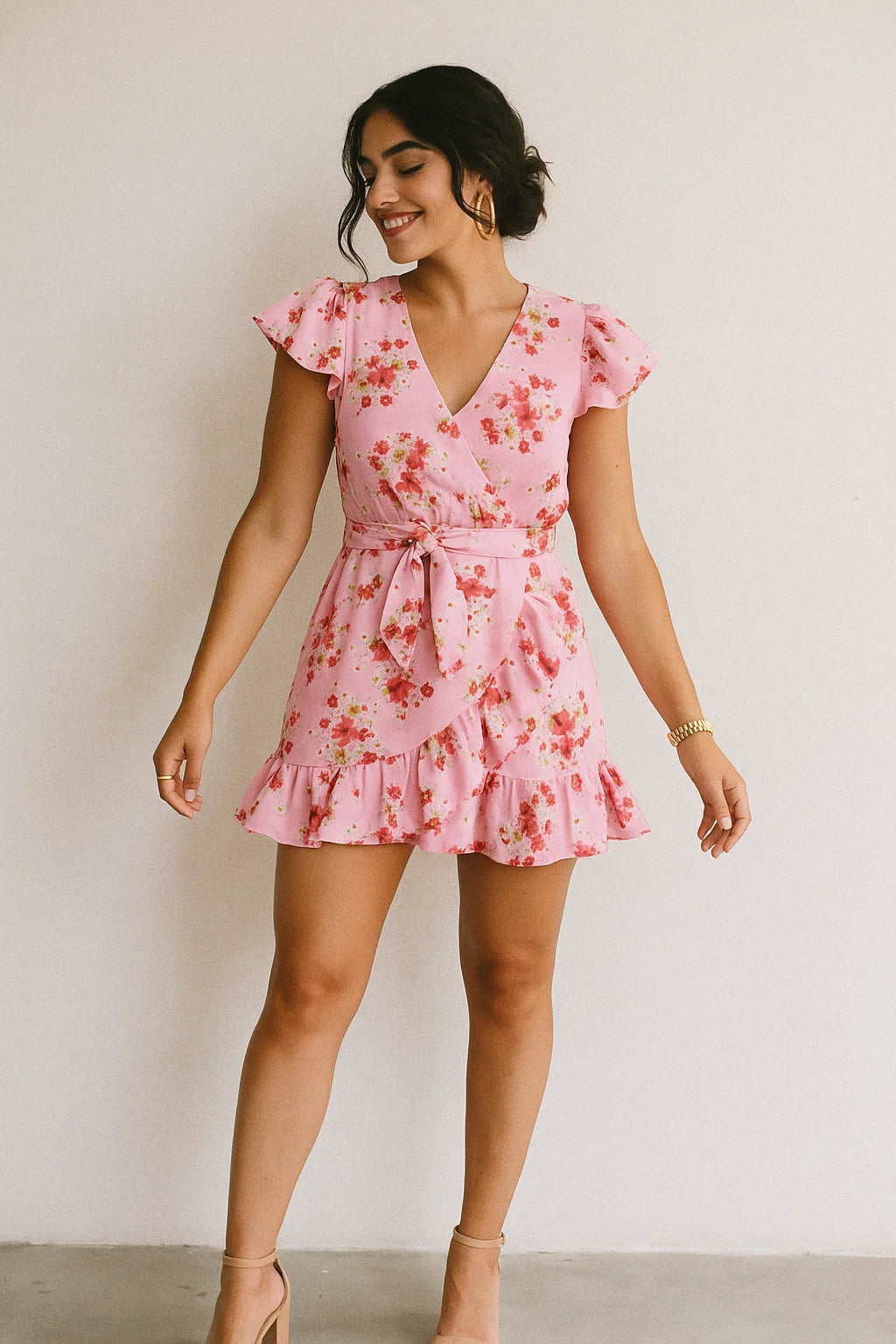 Lovely Pinkish Chintz Flower Digital Printed Fabric - Muslin