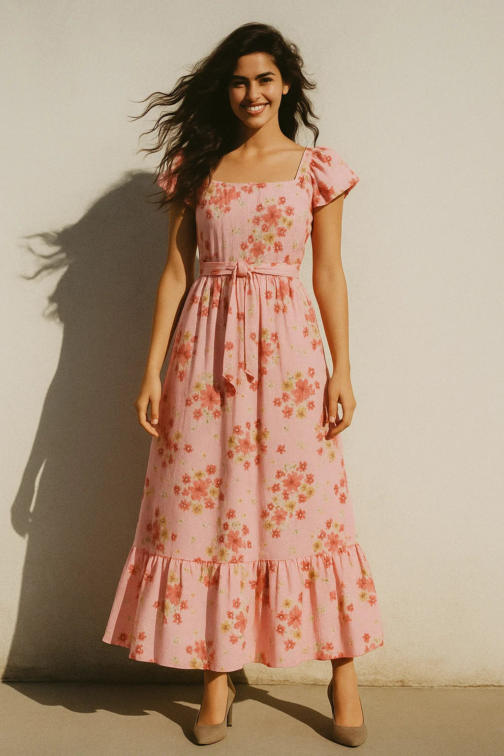 Lovely Pinkish Chintz Flower Digital Printed Fabric - Muslin