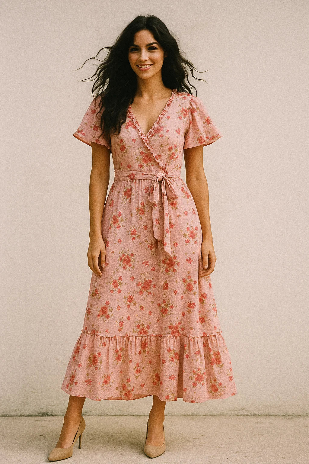 Lovely Pinkish Chintz Flower Digital Printed Fabric - Muslin