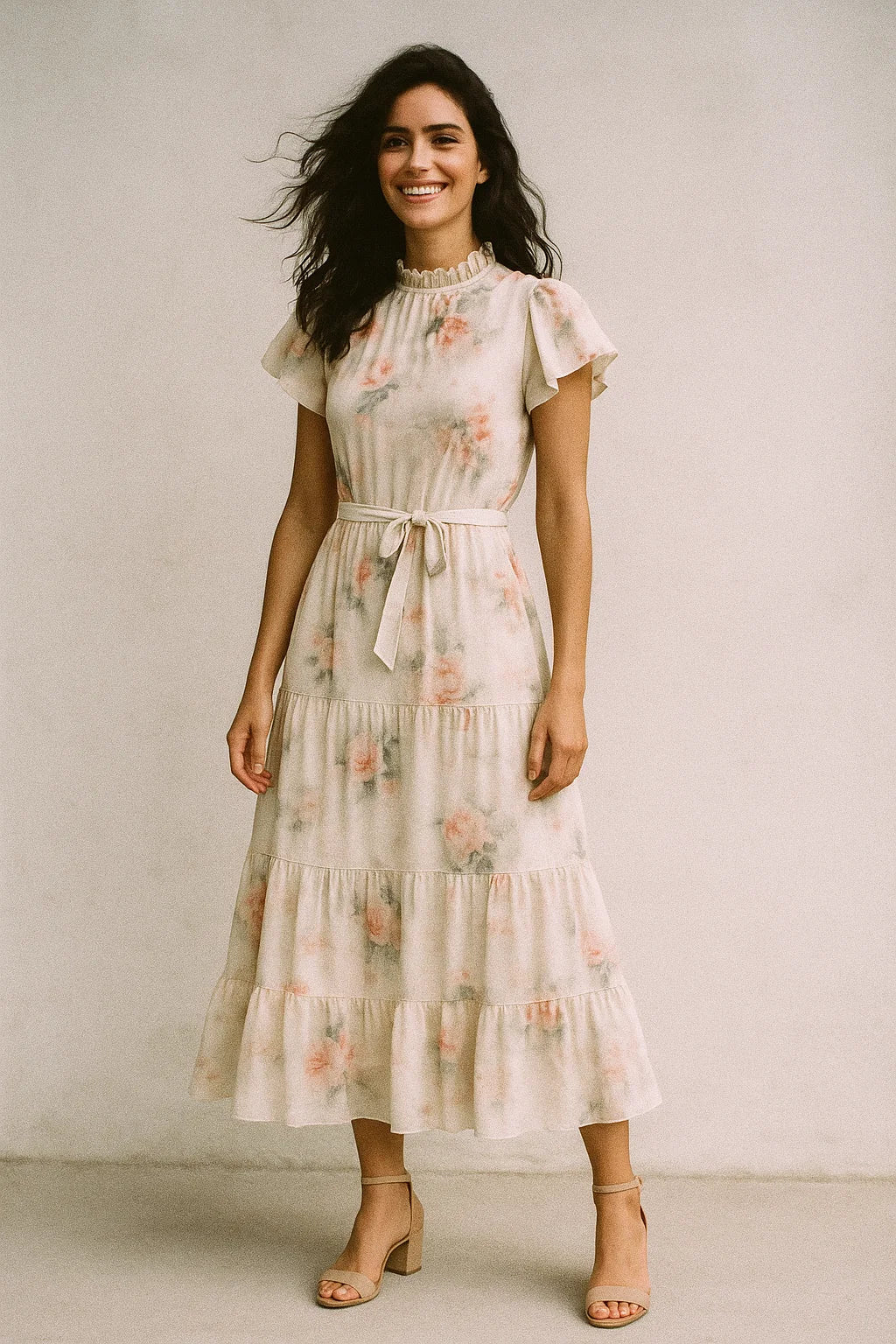 Beautiful Summer Peony Bunch Digital Printed Fabric - Muslin