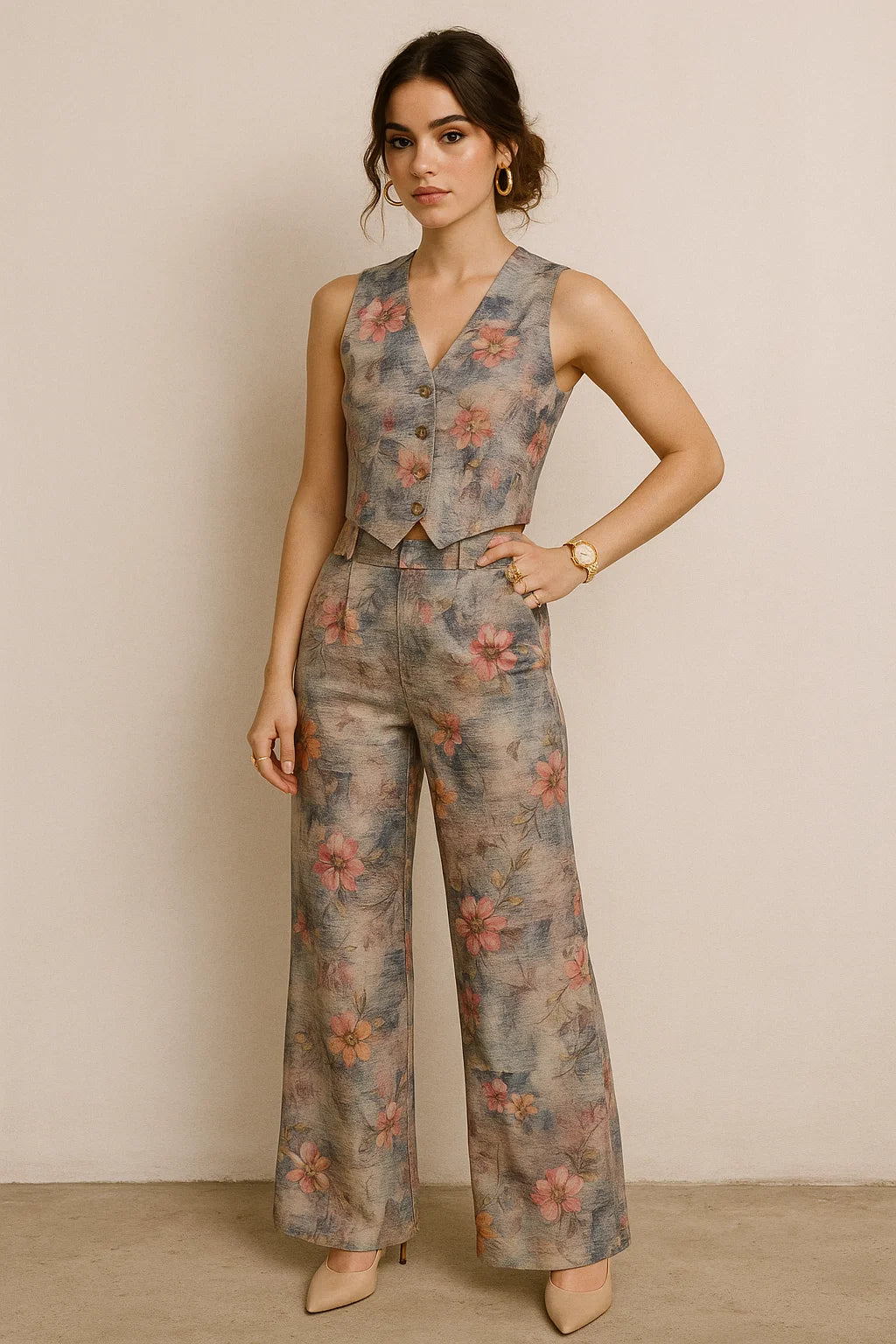 Periwinkle Flower Paper Art Digital Printed Fabric - Muslin