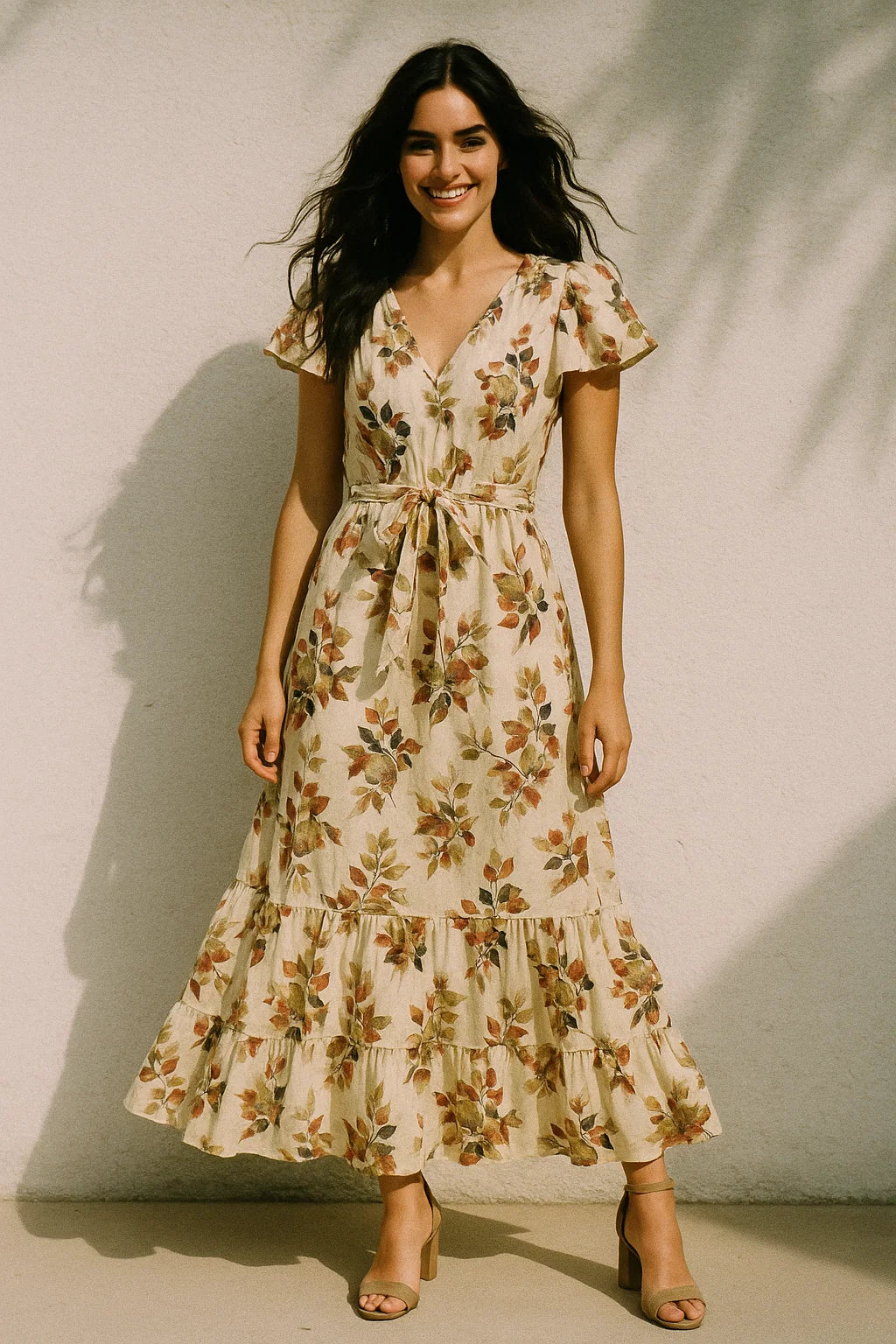 Lovely Small Goat Willow Leafs Digital Printed Fabric - Muslin