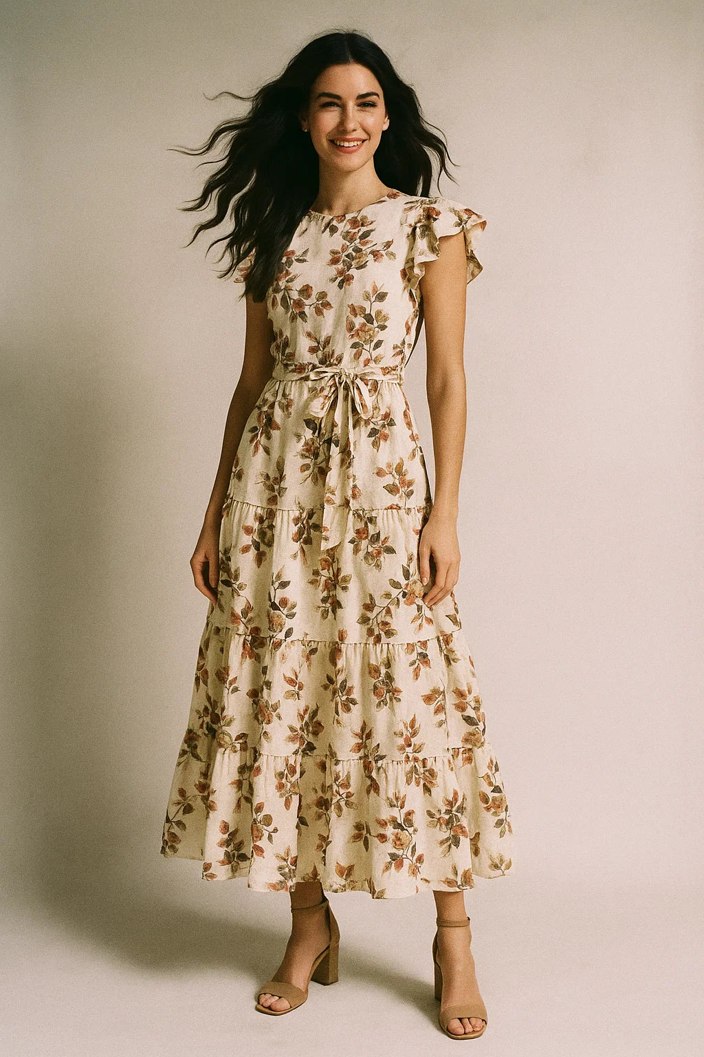 Lovely Small Goat Willow Leafs Digital Printed Fabric - Muslin