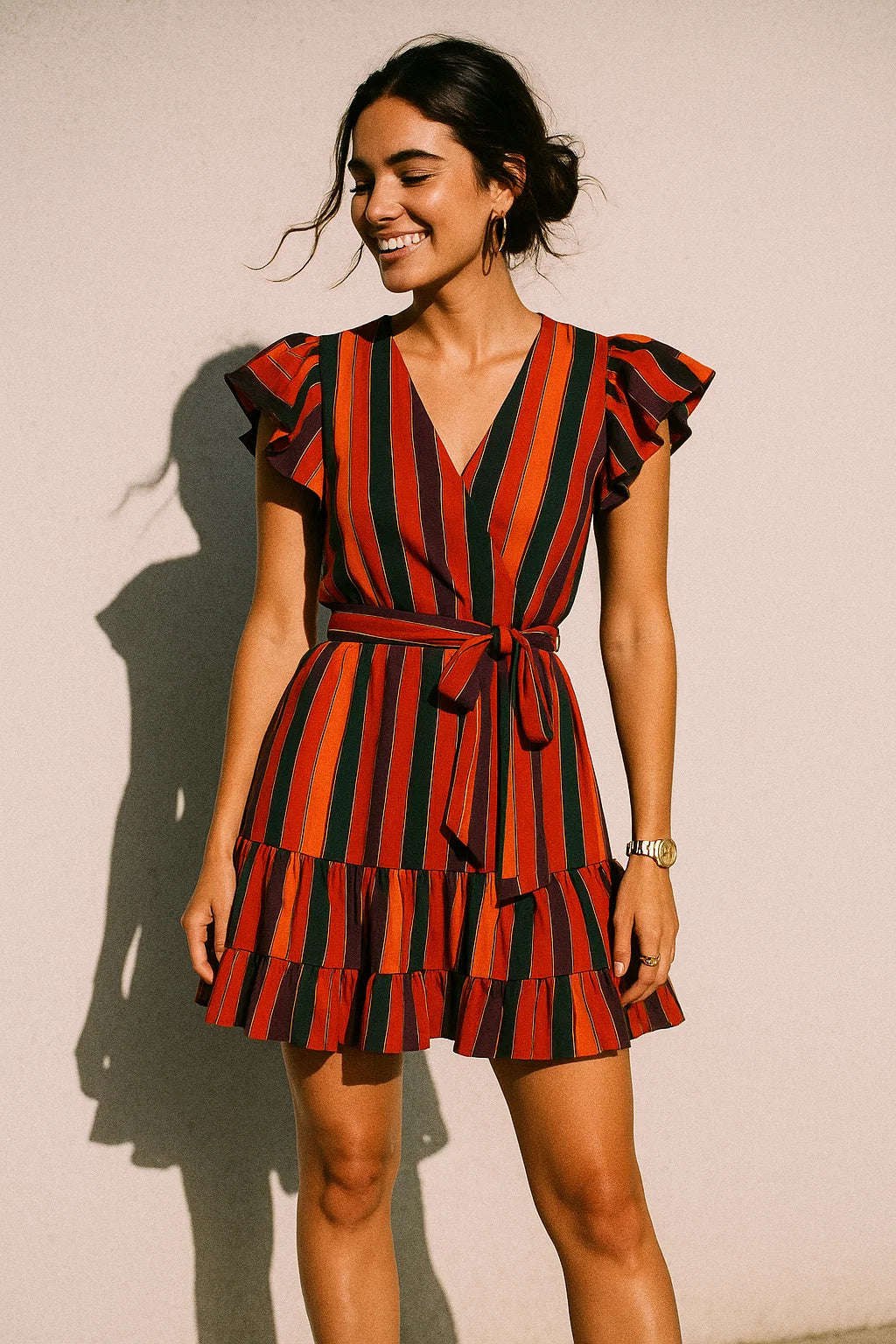 Tiny Serpentine Stripes Pattern Digital Printed Fabric - Muslin