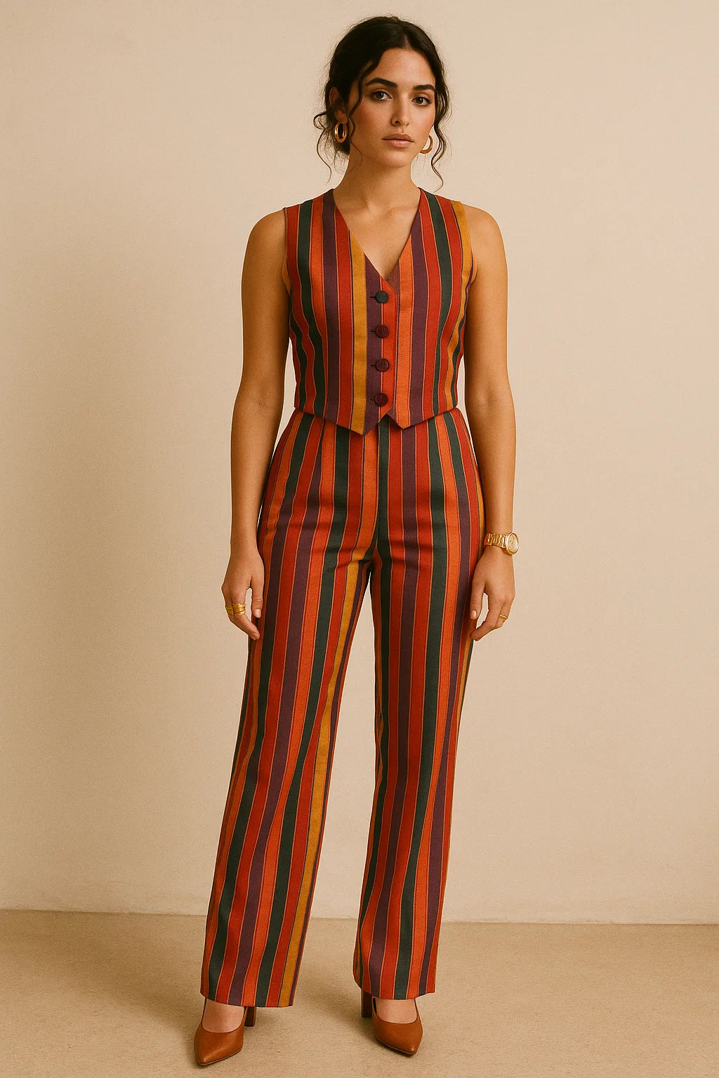 Tiny Serpentine Stripes Pattern Digital Printed Fabric - Muslin