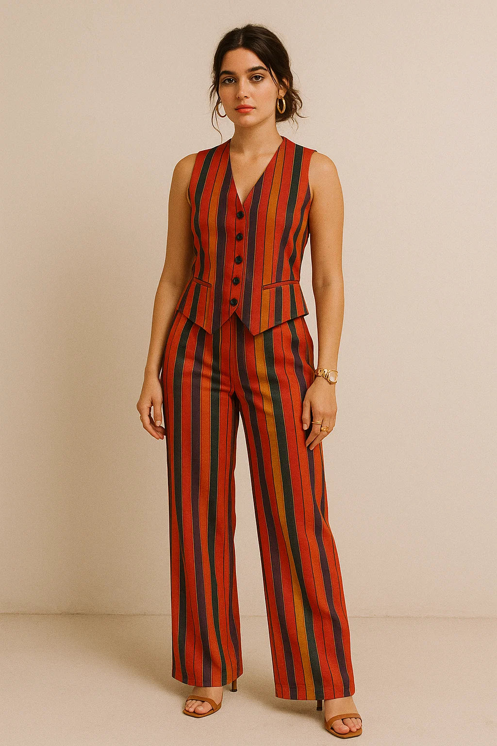 Tiny Serpentine Stripes Pattern Digital Printed Fabric - Muslin