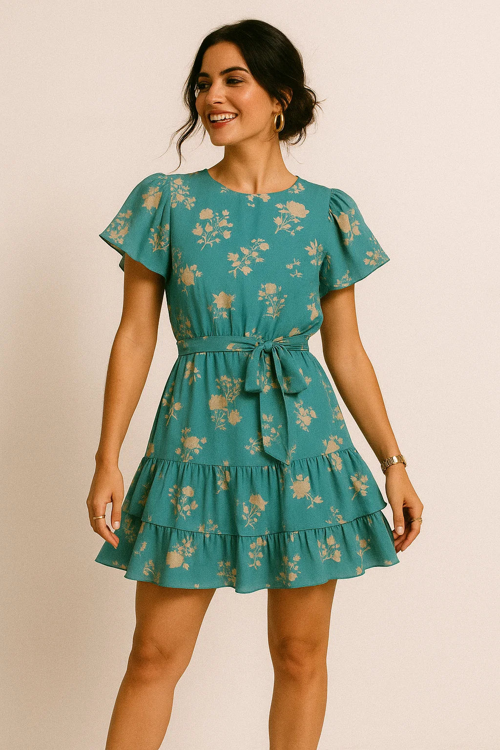 Rama Base Floral Flower Digital Printed Fabric - Muslin