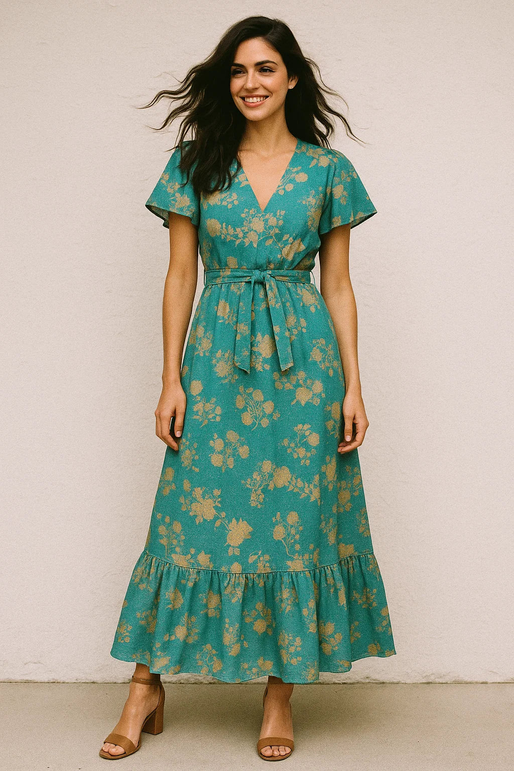 Rama Base Floral Flower Digital Printed Fabric - Muslin