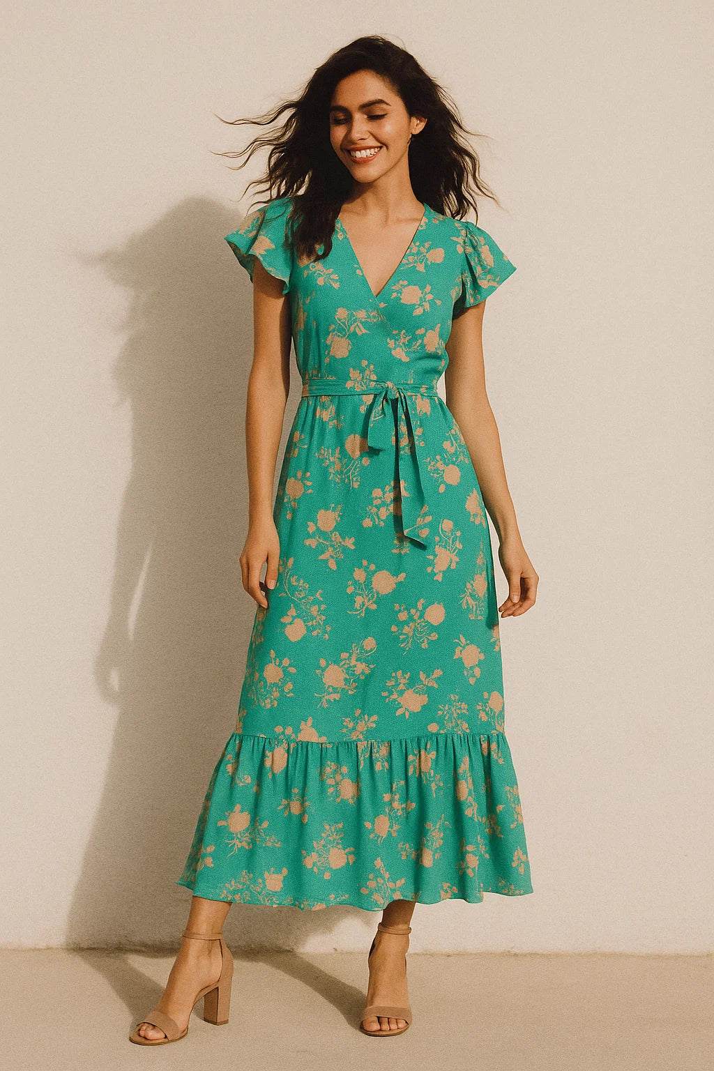 Rama Base Floral Flower Digital Printed Fabric - Muslin