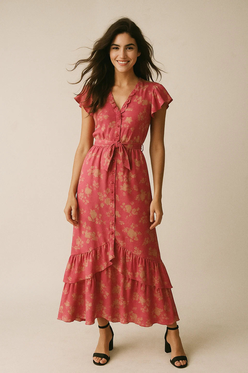 Vintage Old Spoted Flower Digital Printed Fabric - Muslin