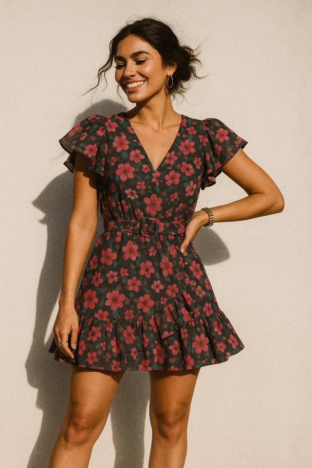 Buttercup Pink Floral Digital Printed Fabric - Muslin