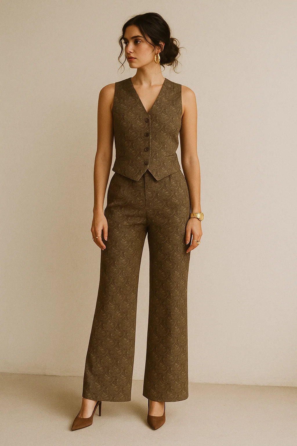 Creative Jecobean Curly Art Digital Printed Fabric - Muslin