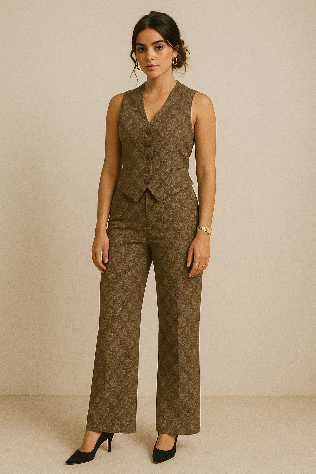 Creative Jecobean Curly Art Digital Printed Fabric - Muslin