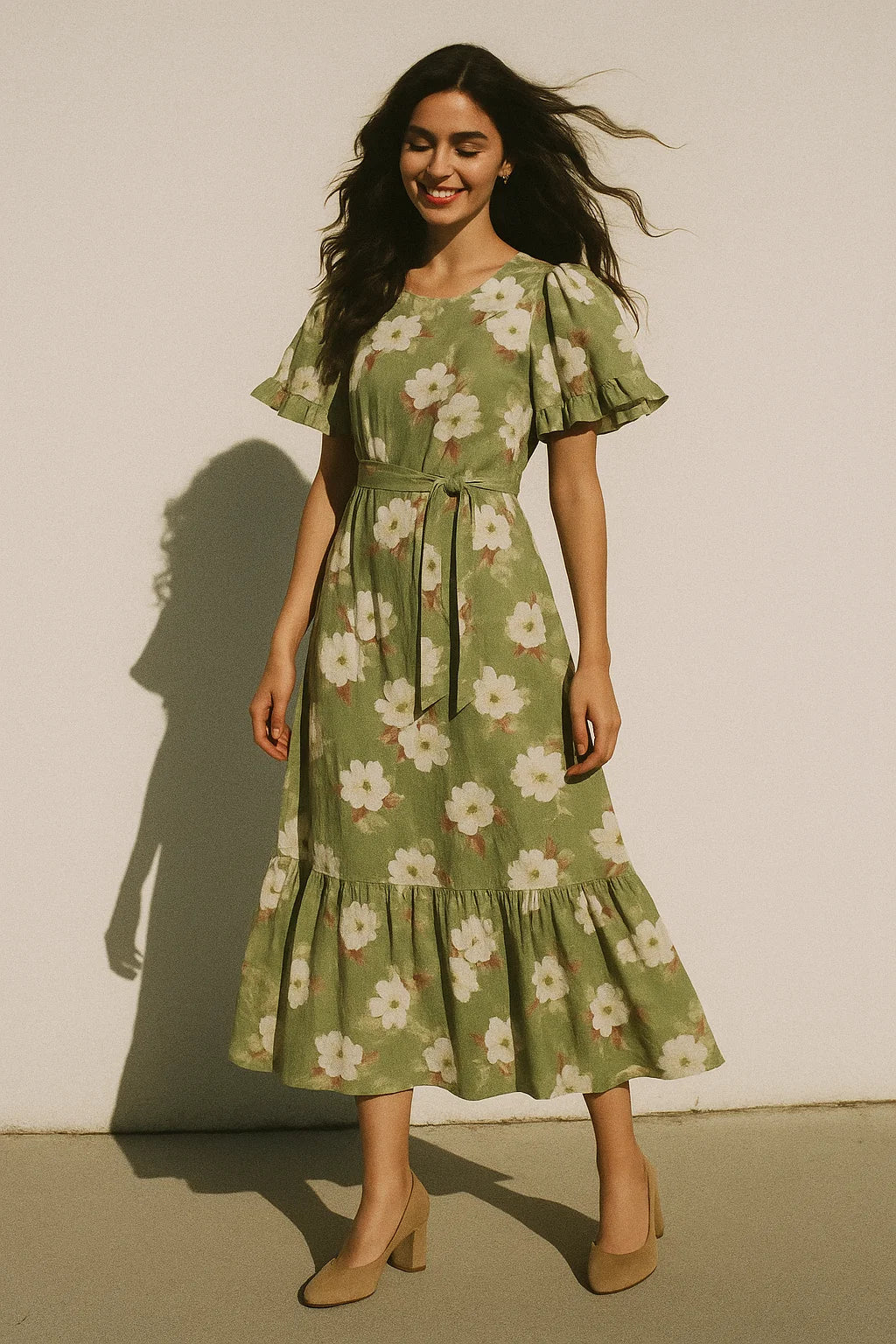 Lovely White Rose Digital Printed Fabric - Muslin