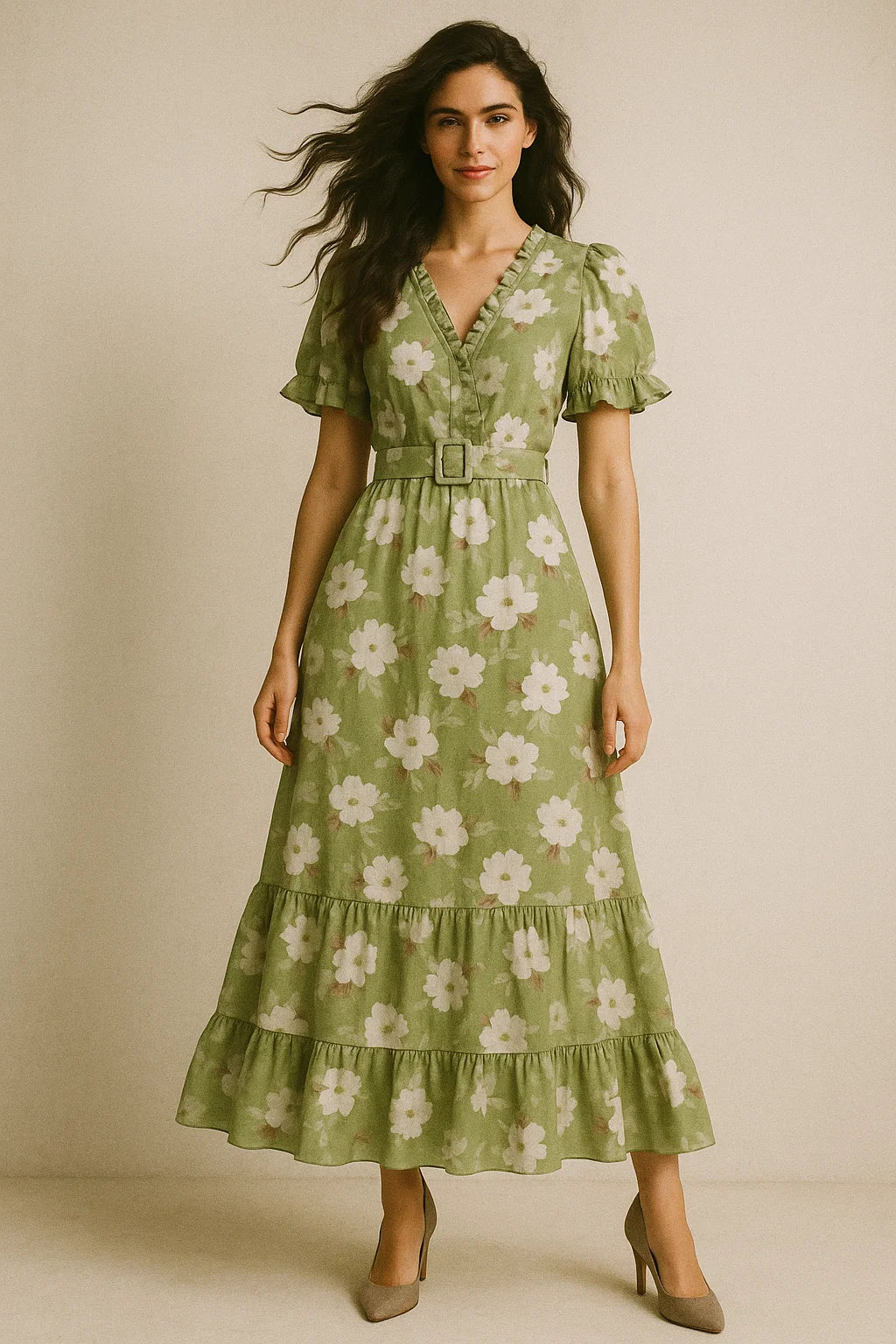 Lovely White Rose Digital Printed Fabric - Muslin