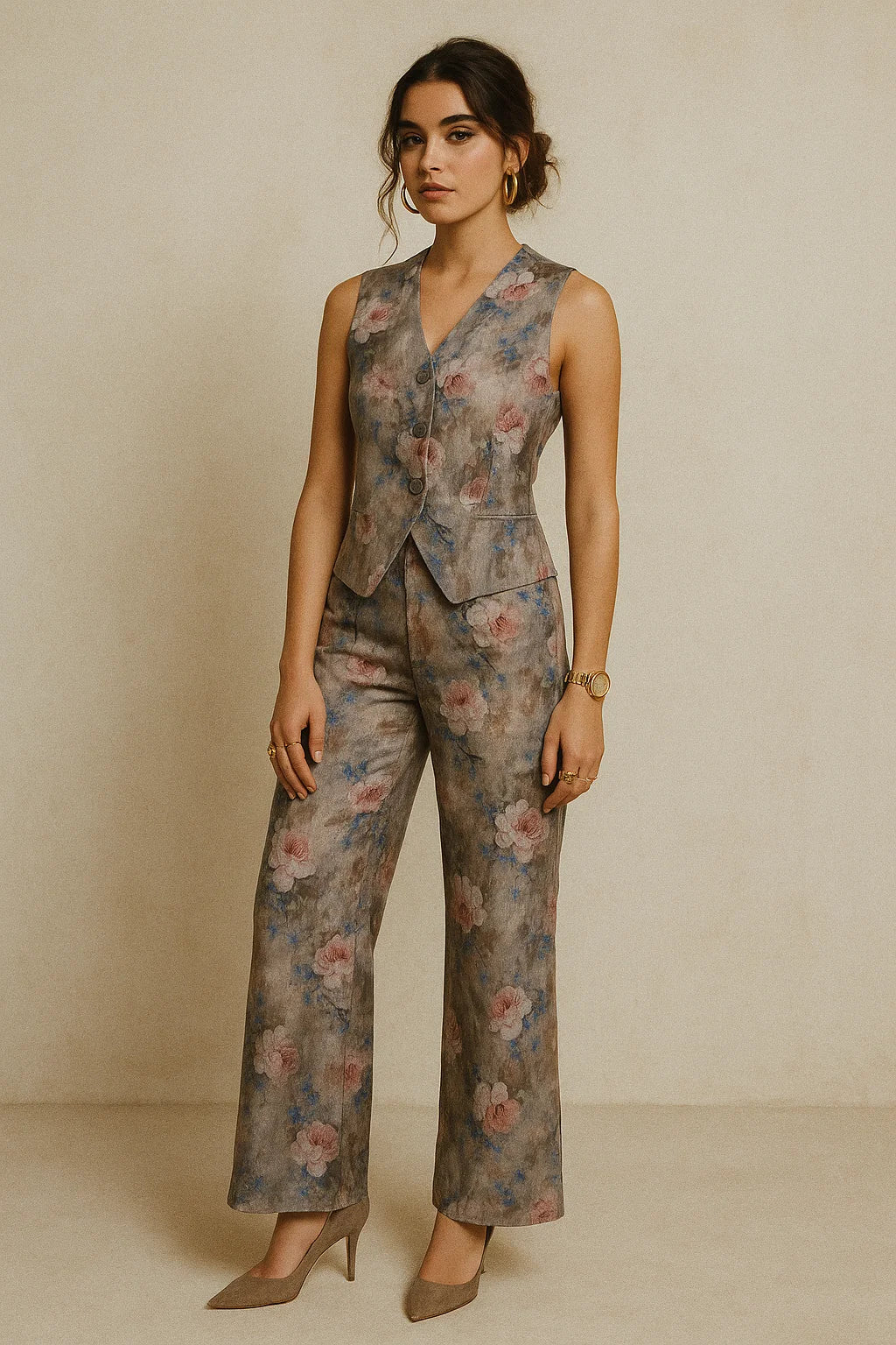 Oil Painted Cool Tiny Magnolia Digital Printed Fabric - Muslin