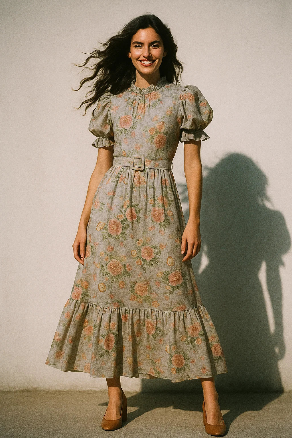 Colico Blue Rose With Purple Digital Printed Fabric - Muslin