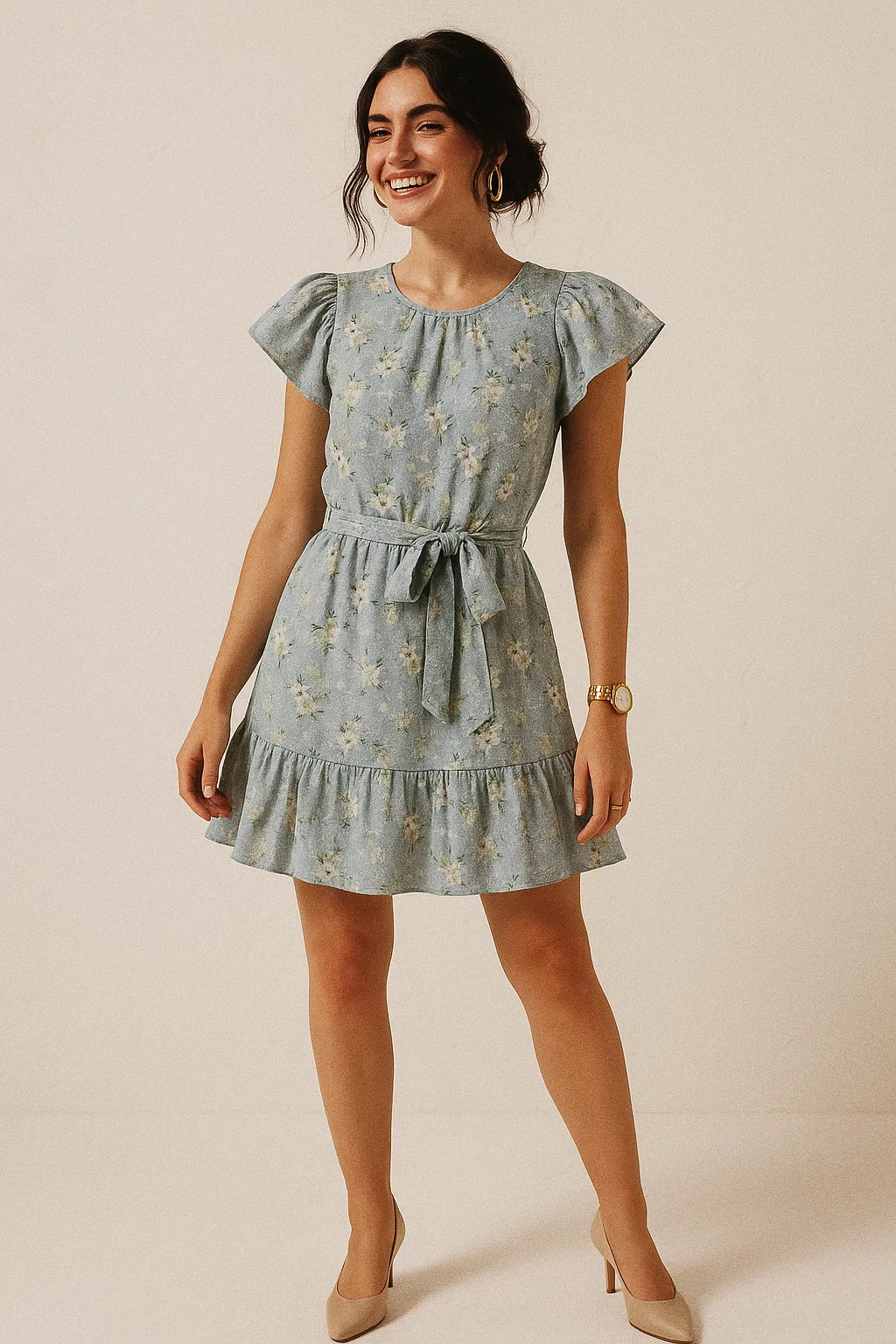 Beautiful White Jasmine Valley Flower Digital Printed Fabric - Muslin