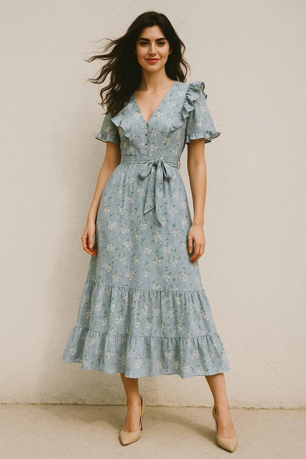 Beautiful White Jasmine Valley Flower Digital Printed Fabric - Muslin