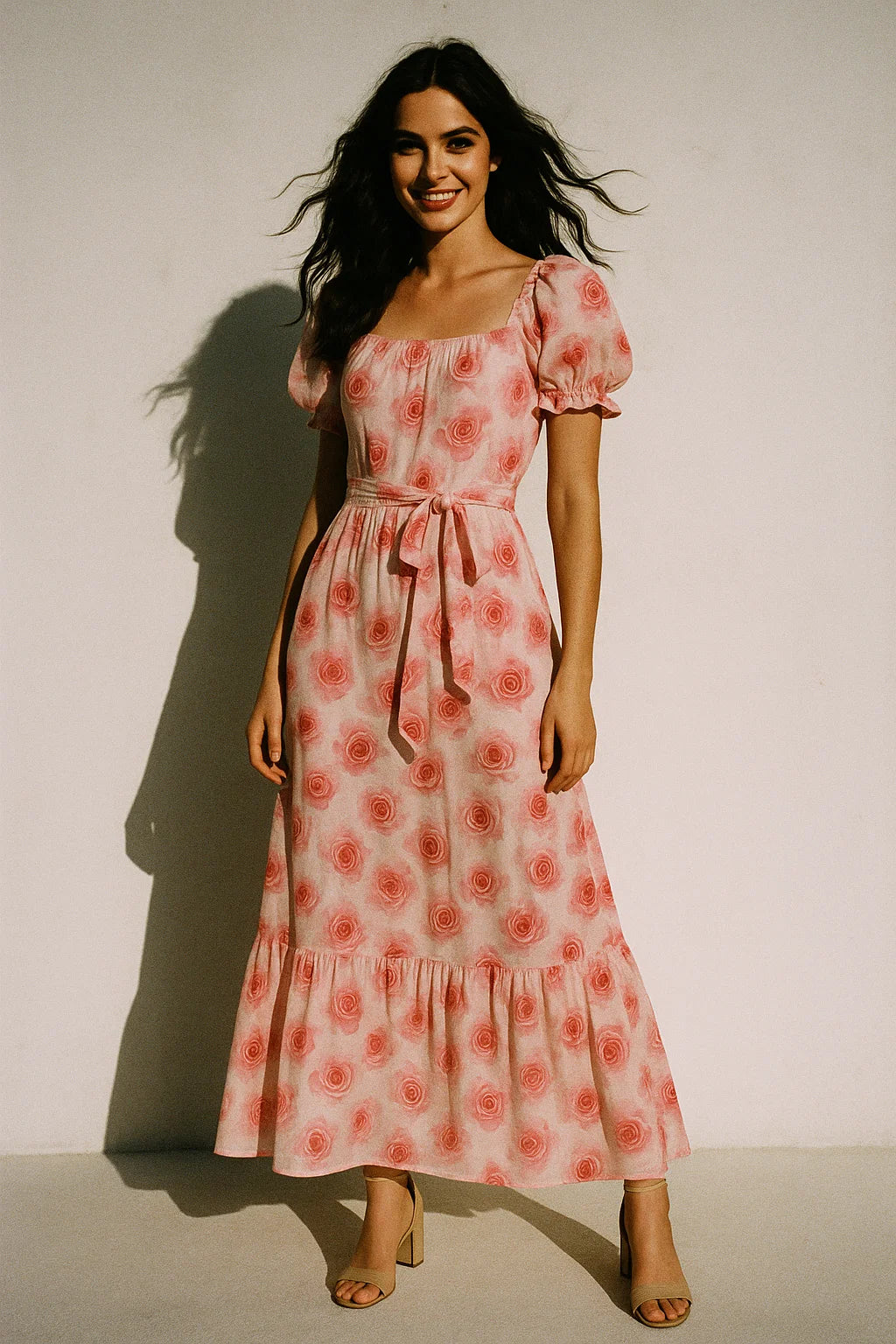 Pinkish Rose Allover Digital Printed Fabric  - Muslin