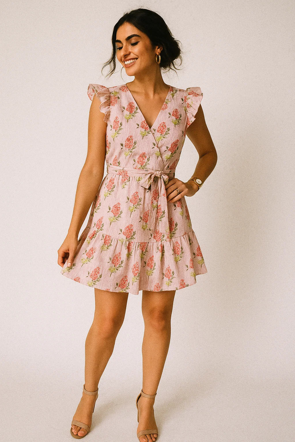 Pink Flower Pack With Stripes Digital Printed Fabric  - Muslin