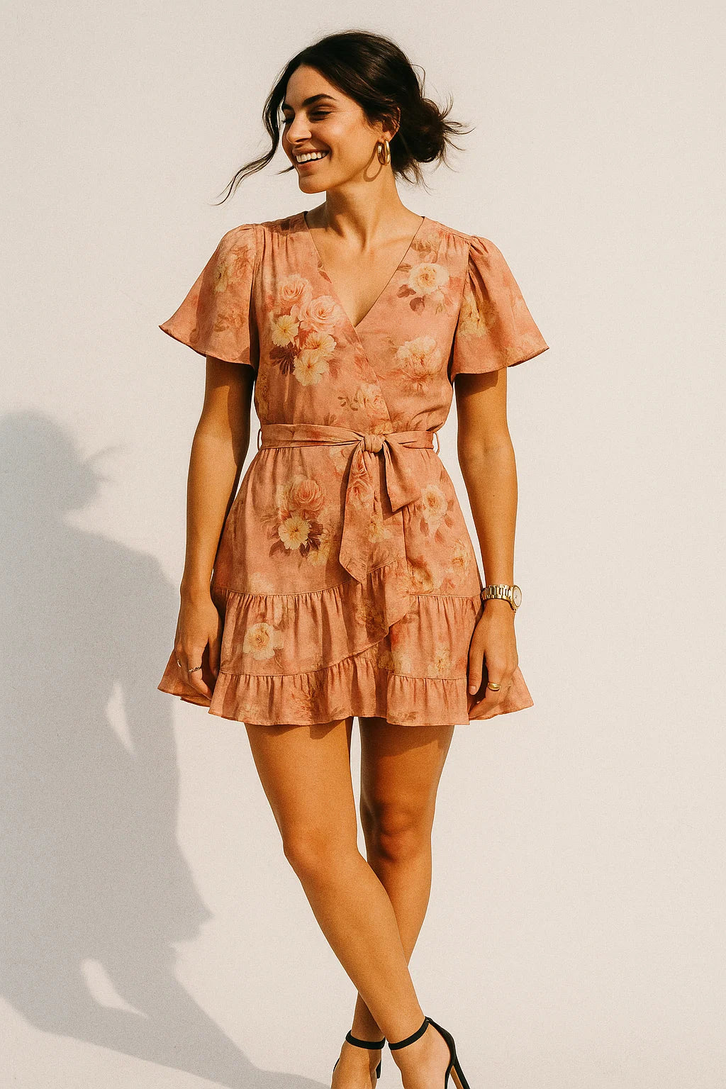 Realistic Flower Bunch Digital Printed Fabric - Muslin