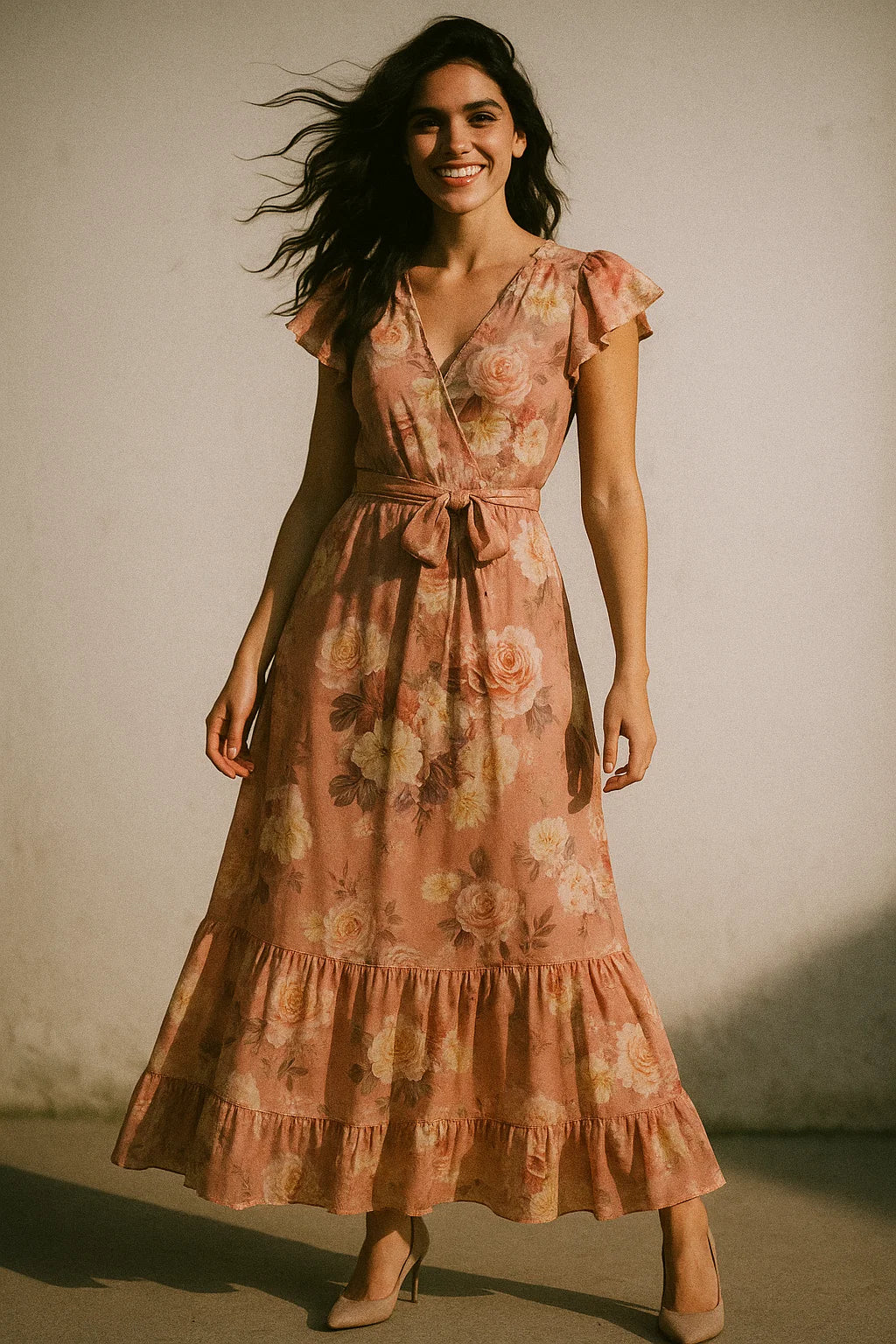 Realistic Flower Bunch Digital Printed Fabric - Muslin