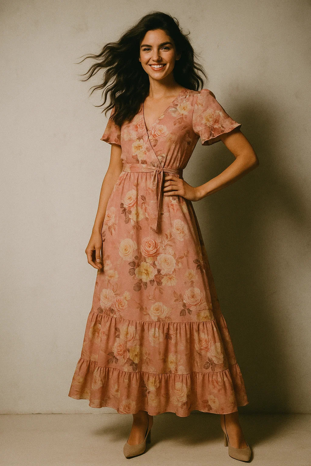 Realistic Flower Bunch Digital Printed Fabric - Muslin