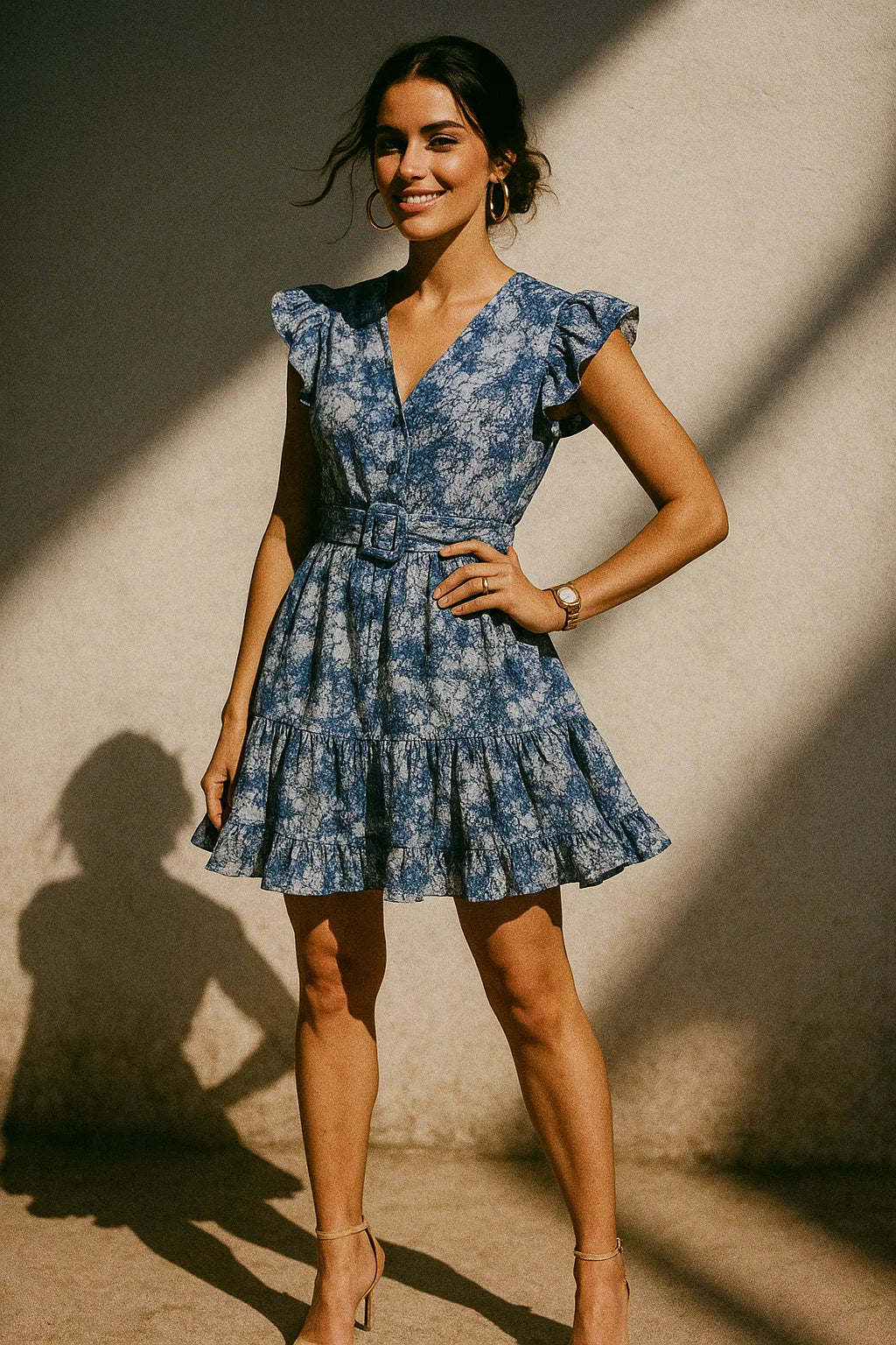 Blue Artistic Abstract Digital Printed Fabric - Muslin