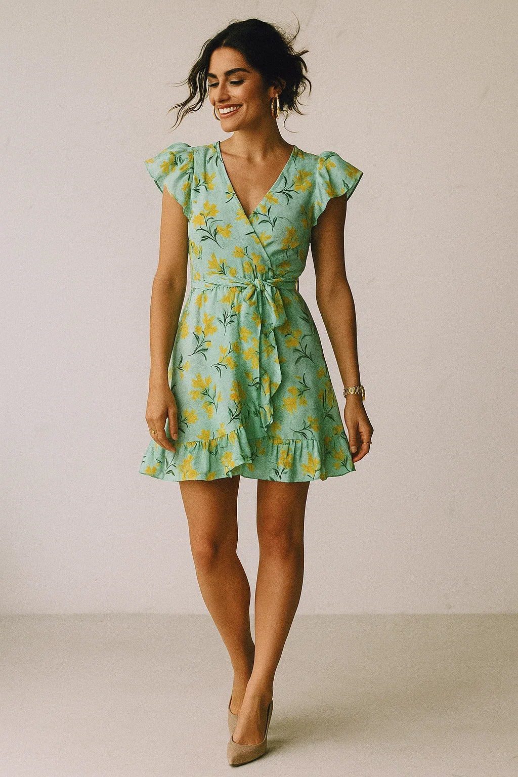 Seamles Yellow Floral Digital Printed Fabric