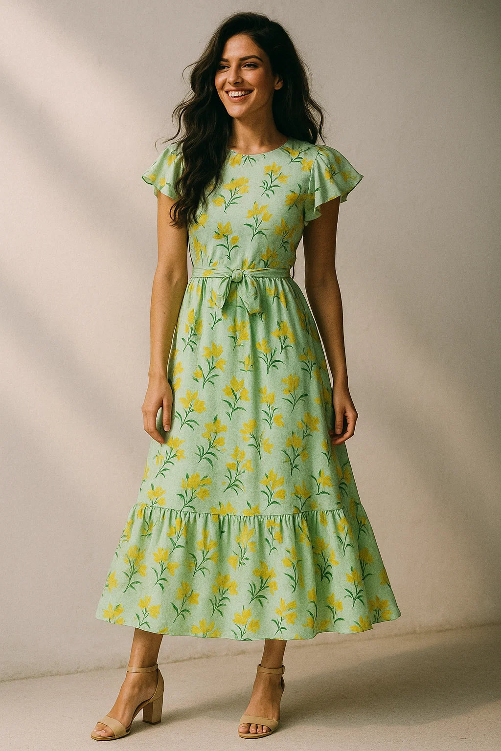 Seamles Yellow Floral Digital Printed Fabric