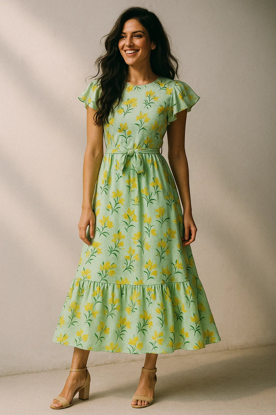 Seamles Yellow Floral Digital Printed Fabric