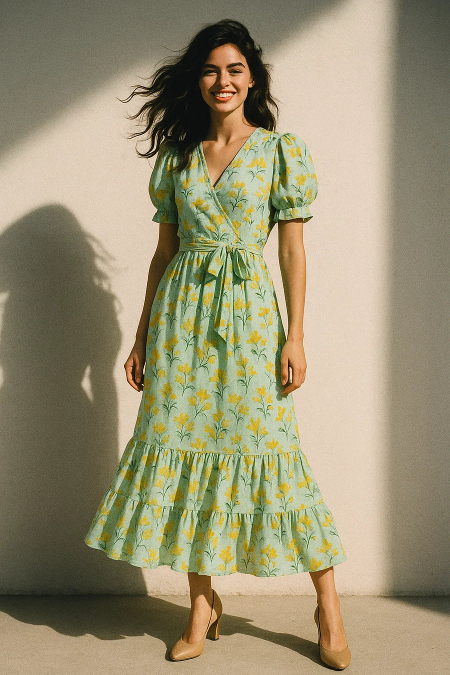 Seamles Yellow Floral Digital Printed Fabric